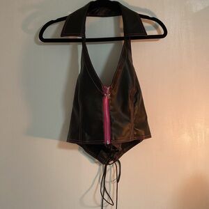 Butterfly faux leather top (part of a set) 🩷🖤